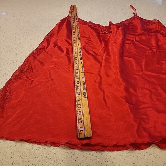Vintage Intimate Attitudes Red Chemise 6X Lingerie Satin pj Sleepwear Sexy Slip - Picture 5 of 9